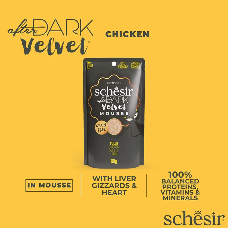 Schesir After Dark Velvet Mousse Adult Cat Chicken 12 x 80g