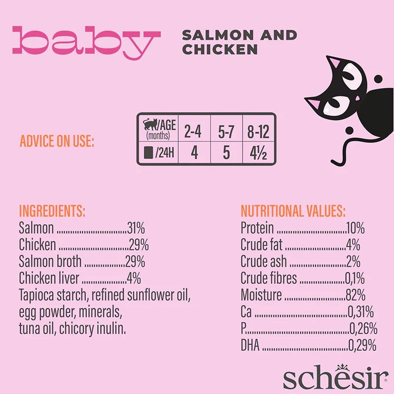 Schesir Kitten Baby Mousse Chicken with Salmon 12 x 70g