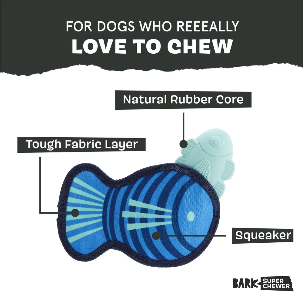 BARK Blue Rad Herring Super Chewer Dog Toy