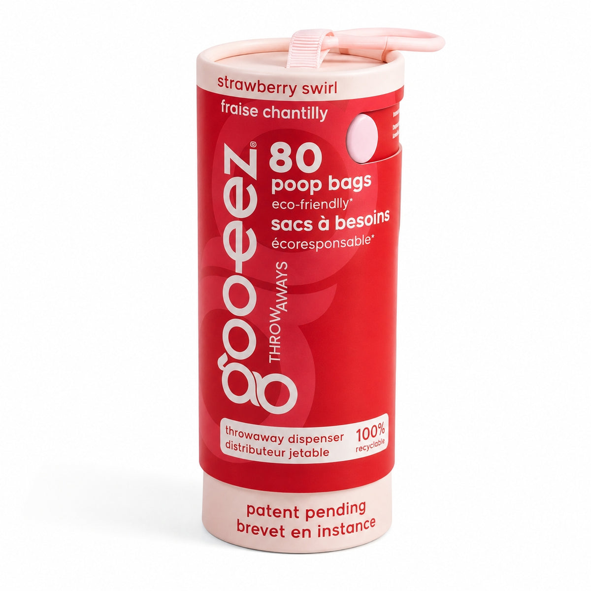 Goo-eez Dog Poo Bag Dispenser - Strawberry Swirl (80 Bags)