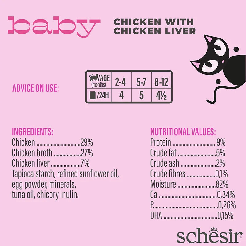 Schesir Kitten Baby Mousse Chicken with Chicken Liver 12 x 70g
