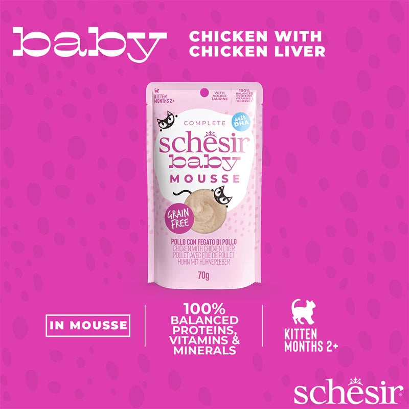 Schesir Kitten Baby Mousse Chicken with Chicken Liver 12 x 70g