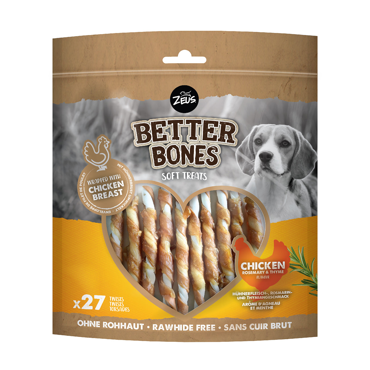Zeus Better Bones Chicken Twists Wrapped with Chicken 27pk