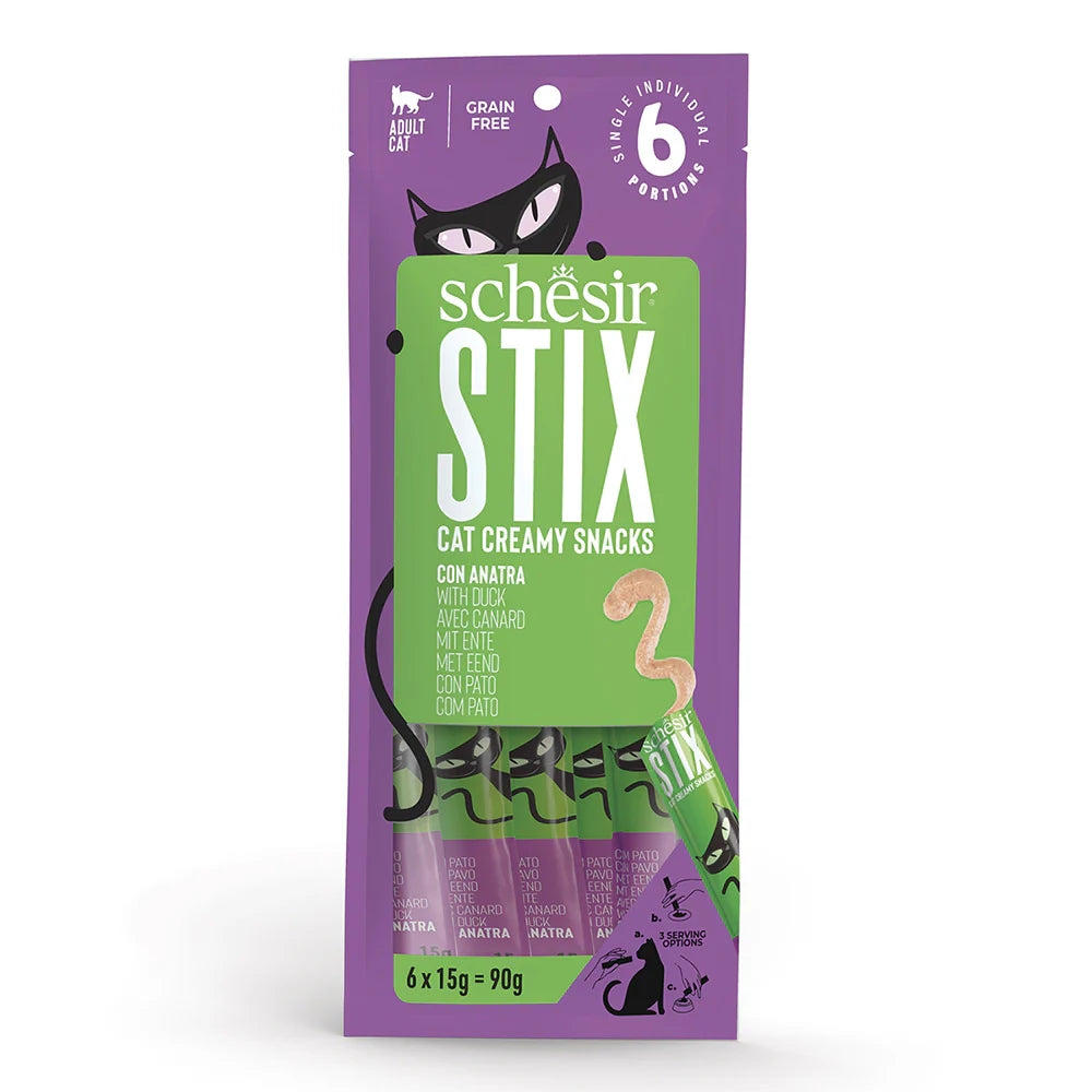 Schesir Stix Cat Treats with Duck in Cream 6 x 15g